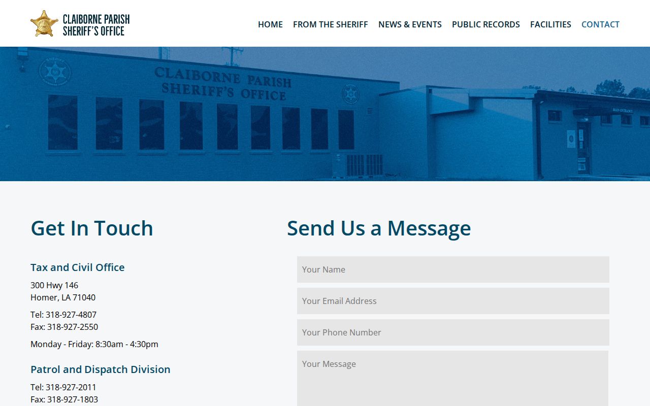 Claiborne Parish Sheriff Civil Office contacts for active warrant questions